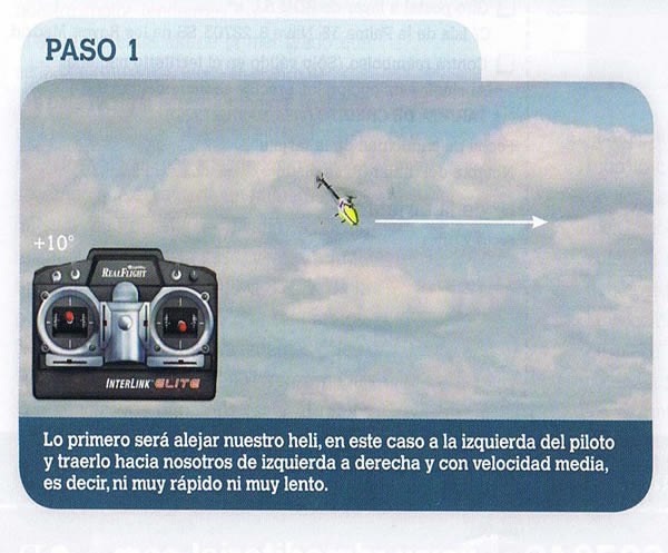 A TENER EN CUENTA


Al tratarse de una figura que se ejecuta en movimiento rectilineo constante es fácil que el heli se nos vaya del trazado o se nos quede sin inercia a mitad de figura, para lo cual lo más recomendable es practicar en el simulador y después con nuestro heli en el campo de vuelo, ya que es imposible explicar todas las micro-correcciones de sticks que conlleva una maniobra de este tipo.
Debéis tener en cuenta que durante toda la maniobra (desde el paso 2 al 9) el stick del cíclico se mantiene hacia atrás y en ningun momento se deja y la cantidad de mando será acorde con el tipo de heli y la habilidad del piloto.
También se tendrá en cuenta que a su vez el paso (PITCH) sigue una secuencia lineal y progresiva.
También una parte importante de la maniobra a la que nadie presta atención es la de mantener en todo momento la cola del heli recta, o lo que es lo mismo, perpendicular al piloto y paralela a la pista. Esto requiere corregirla de vez en cuando con pequeñas correciones de stick. Sólo la práctica hará que estas maniobras no se noten en vuelo y por supuesto con la ayuda de un buen gyro.